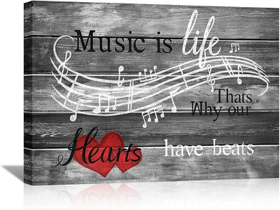 Lienzo musical para pared con texto 'Music is Life' 24x36