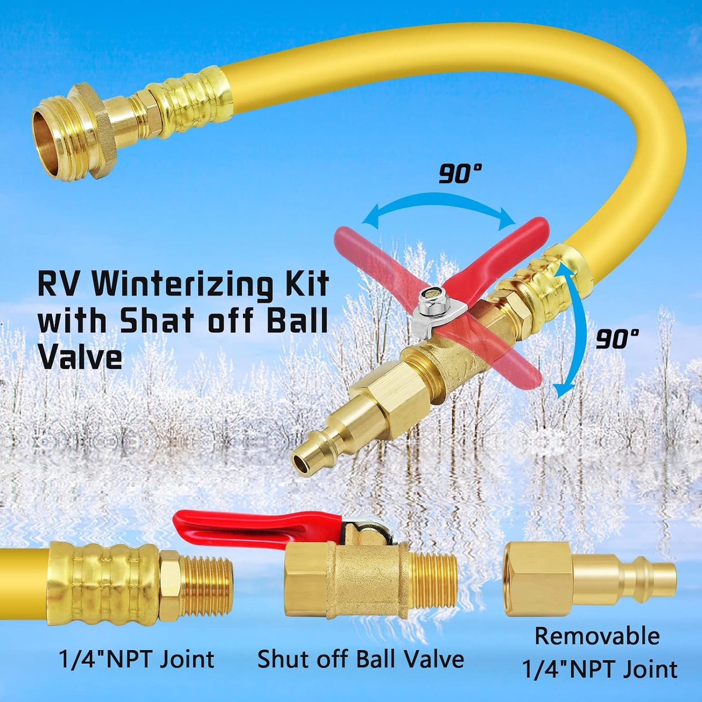 Kit winterización RV adaptador 12" válvula conexión rápida