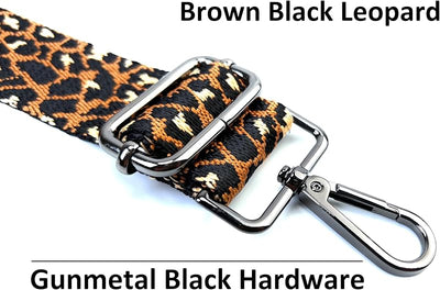 Correa hombro leopardo marrón y negro cruzada estilo guitarra