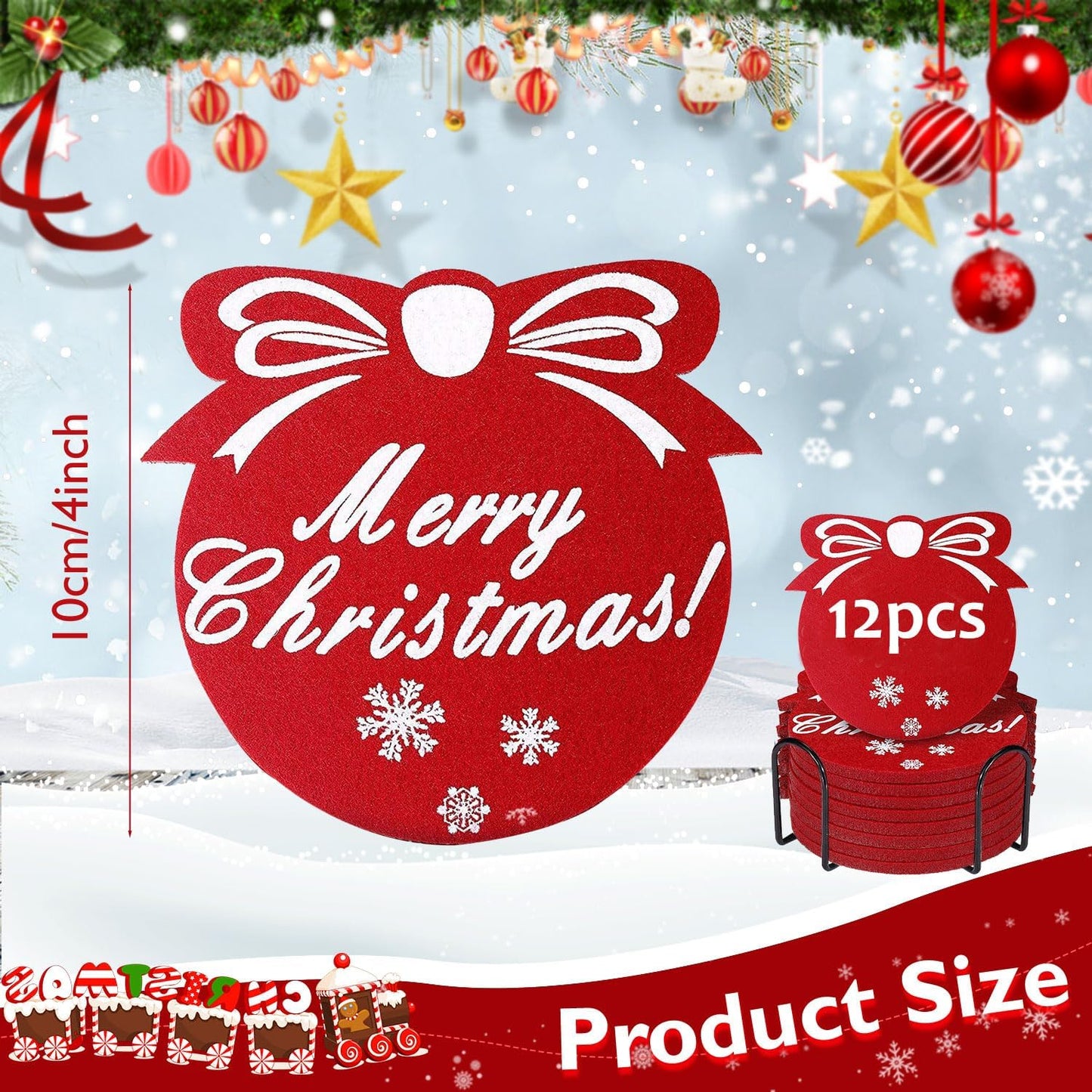 12 Pzas Posavasos Fieltro Navideños Absorbentes