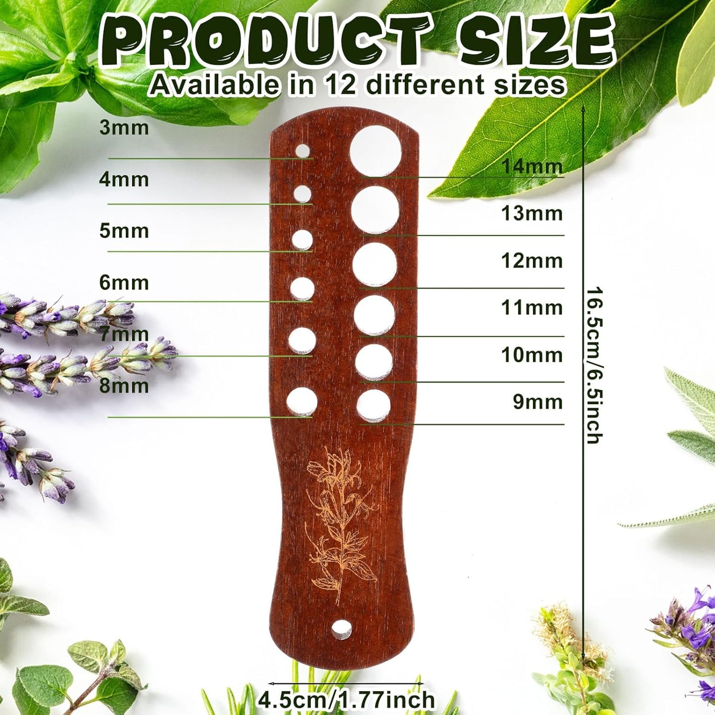 Set 2 herramientas madera pelar hierbas separador hojas acacia