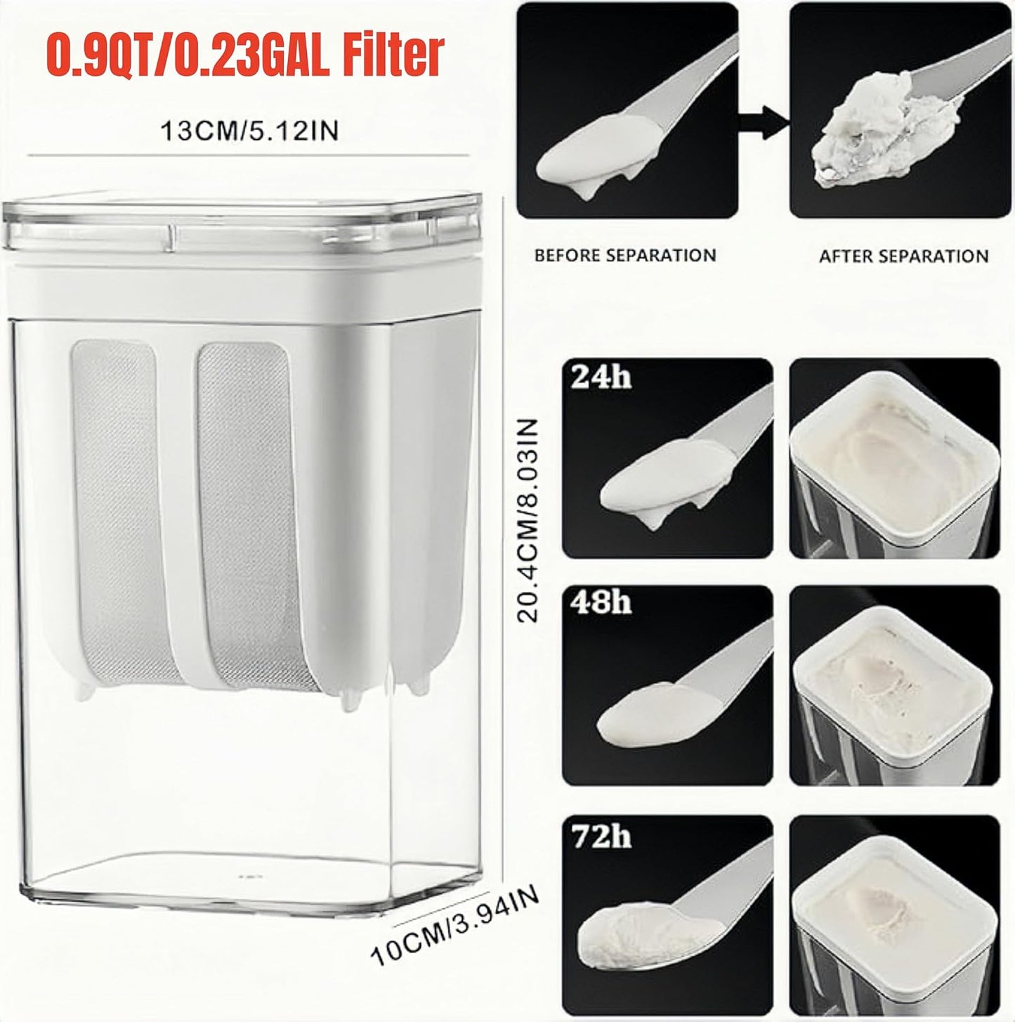 Colador yogurt filtro 0.9qt sin BPA separa suero