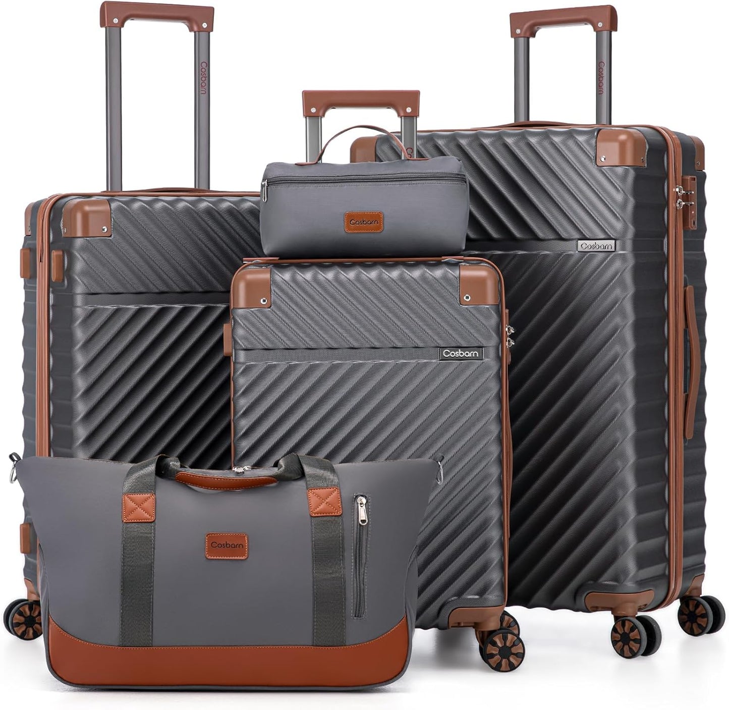 Set 5 maletas ABS rígidas ligeras con ruedas TSA gris
