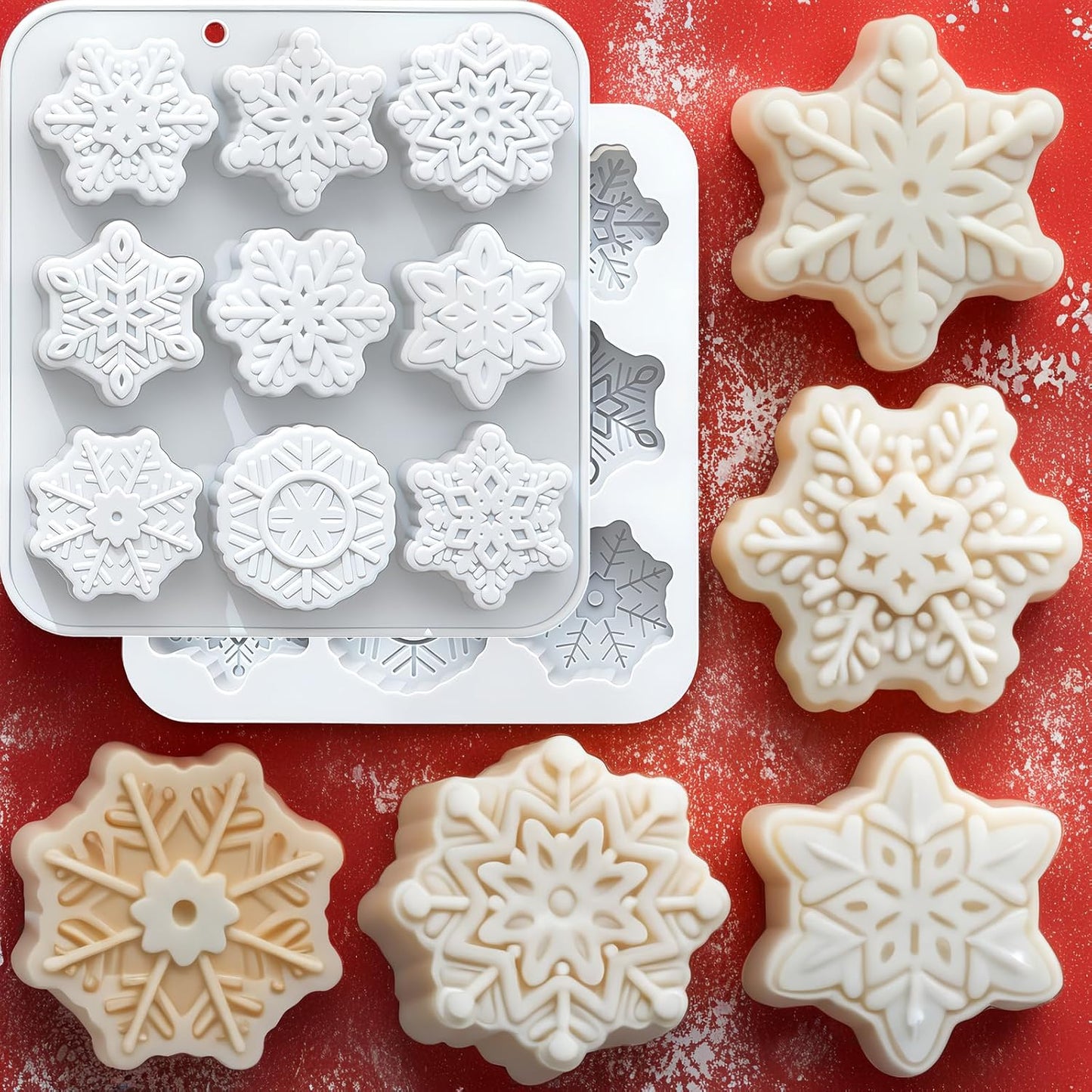 Moldes silicona copos nieve navidad 9 cavidades