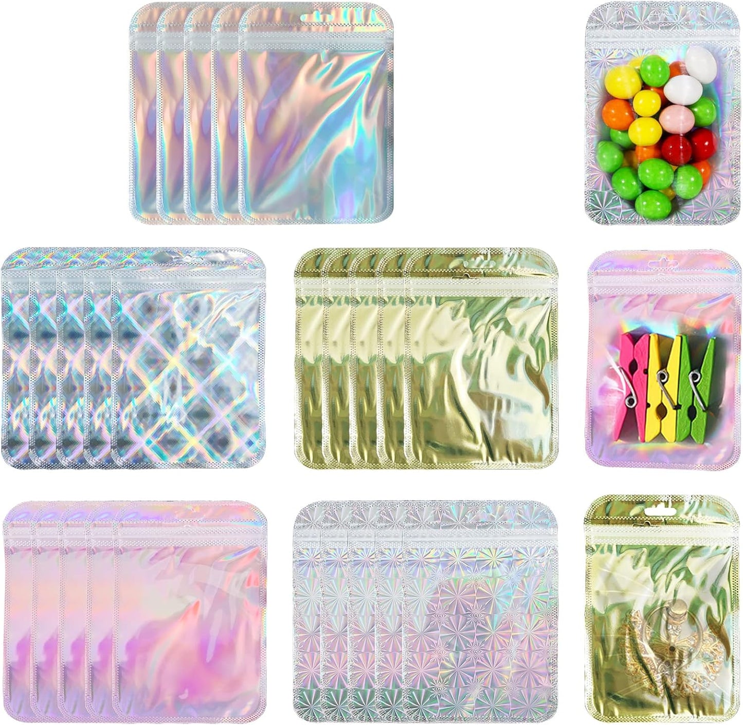 100 Bolsas Mylar Resellables 4x5.8" Impermeables para Joyas