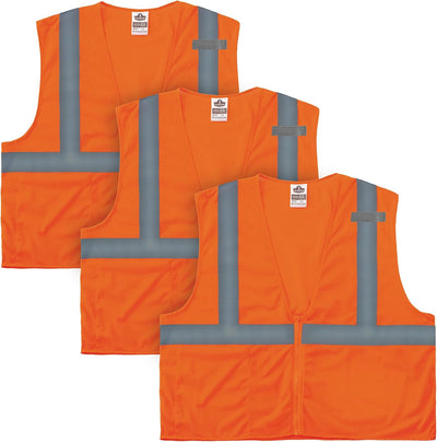 Chaleco unisex malla Clase 2 pack 3 naranja L-XL