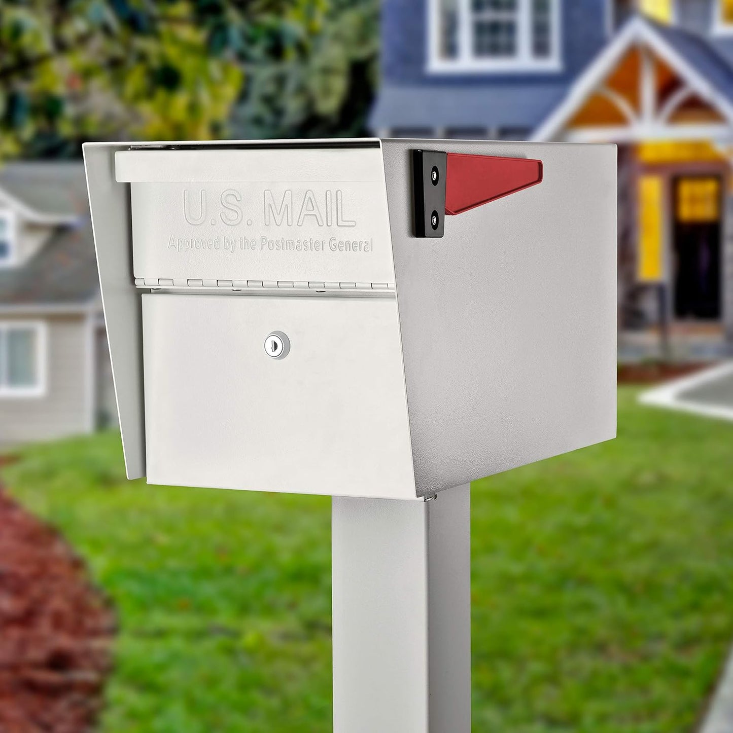 Poste buzón montaje superficie 27pulg color blanco crema