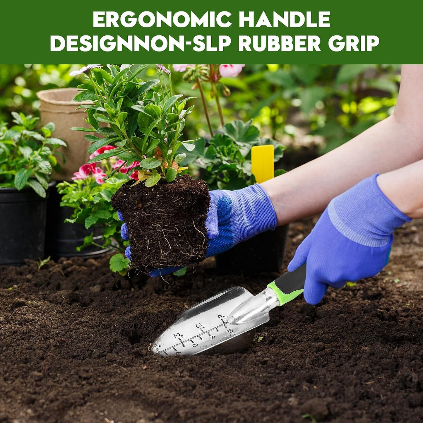 Set jardinería 9 herramientas ergonómicas con bolsa grande