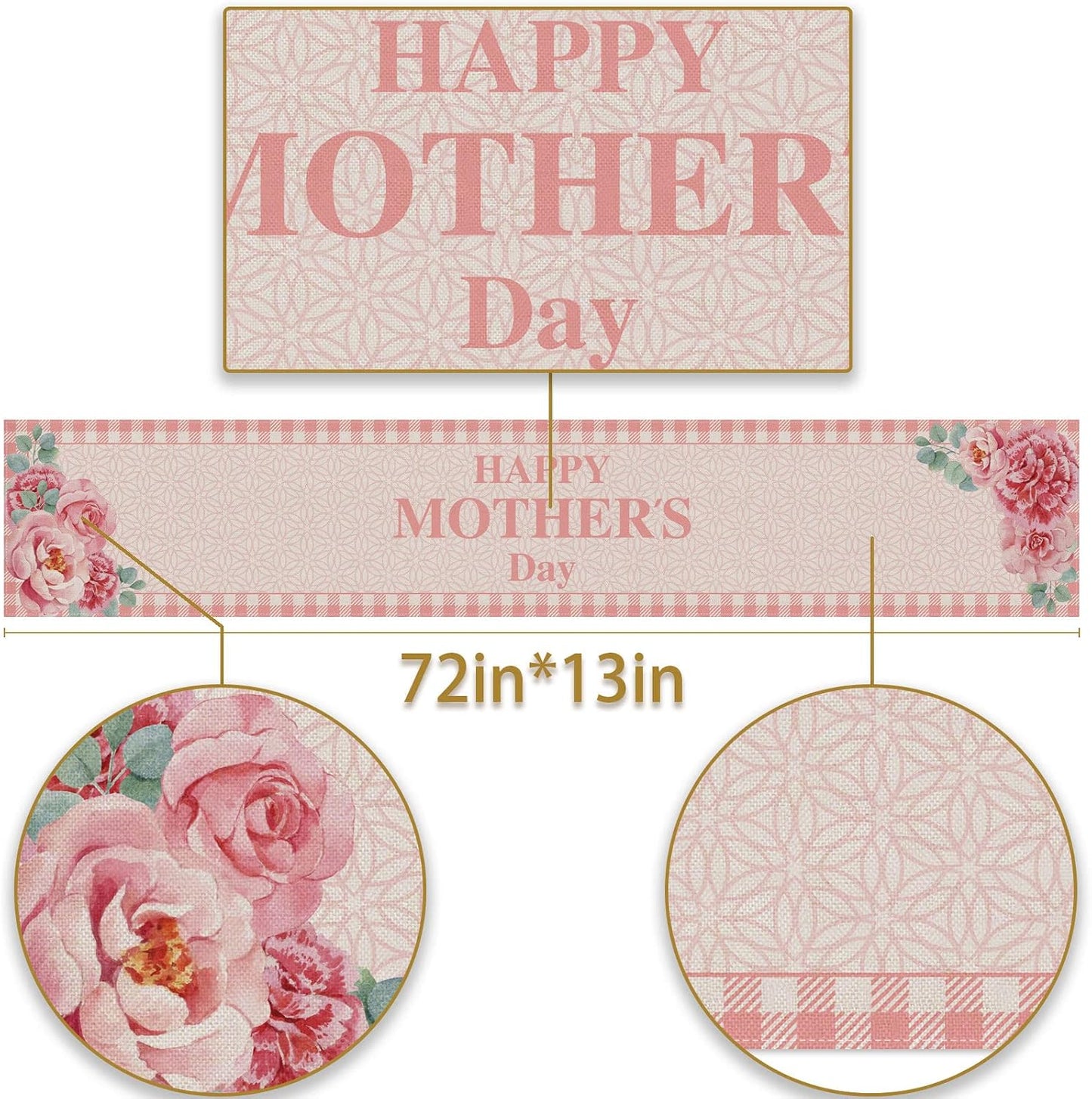 Camino mesa día madre texto i love mom diseño floral rosa