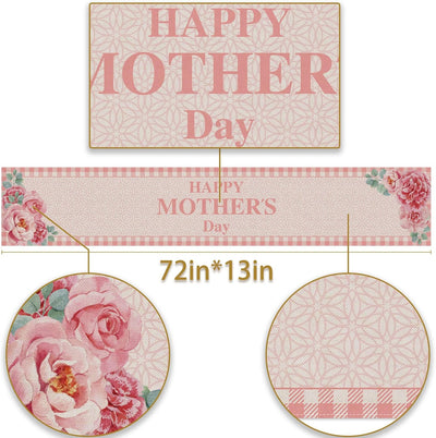 Camino mesa día madre texto i love mom diseño floral rosa