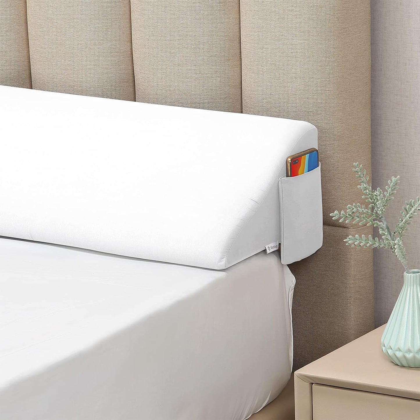 Almohada triangular cabecera cama California King 72x10x6pulg blanco