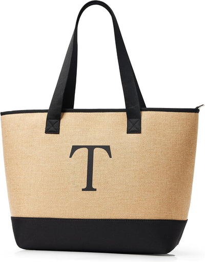 Bolsa playa personalizada con inicial cremallera 20L ligera