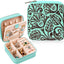 Caja joyero cuero genuino relieve turquesa marrón