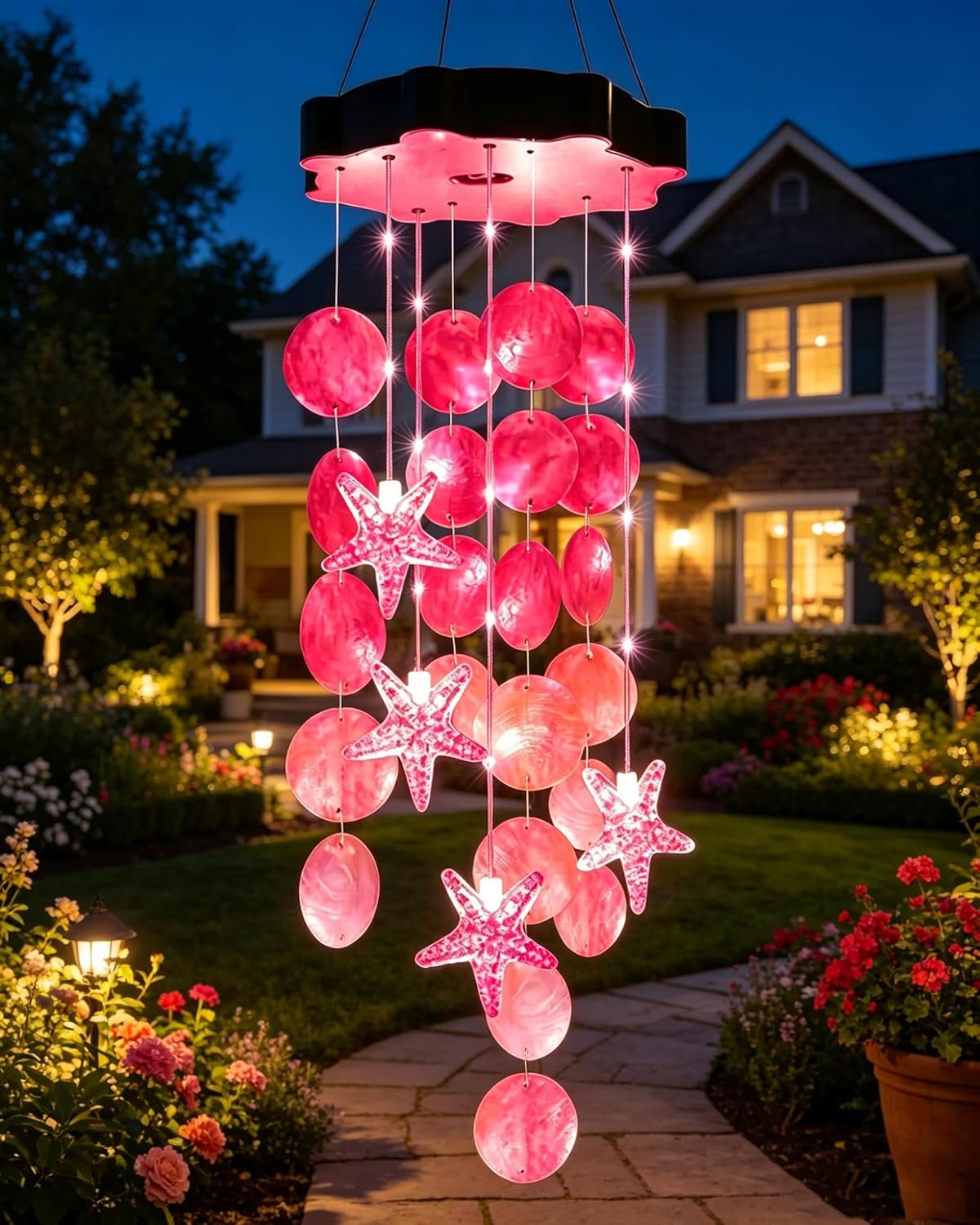 Campanillas viento solar luz decorativa impermeable