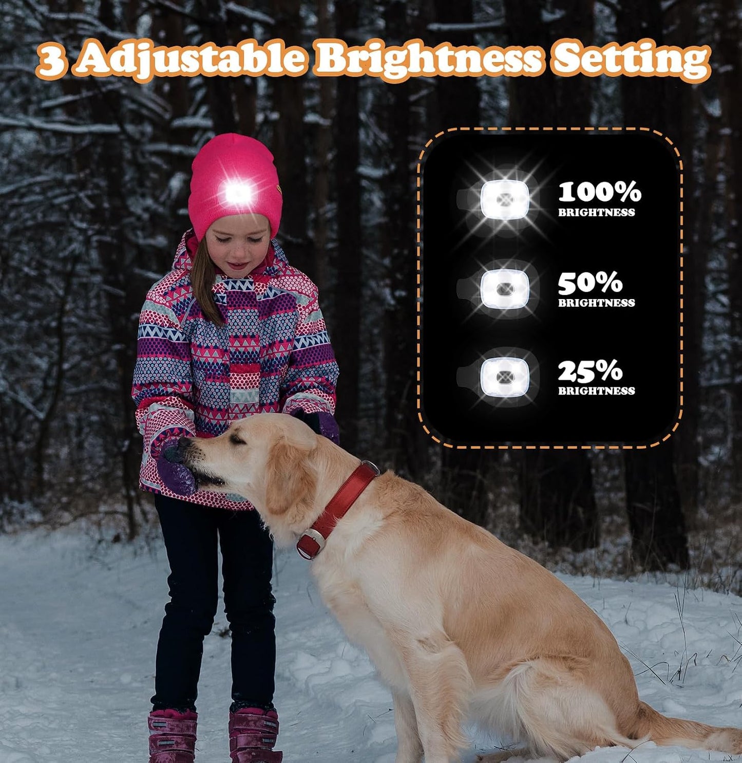 Gorro LED para niños con luz recargable USB