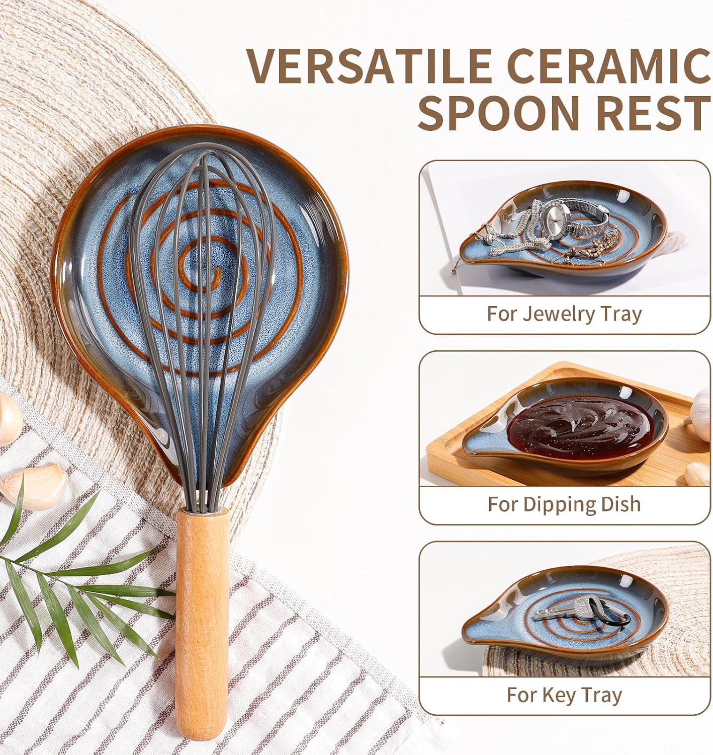 Reposacharas cerámica soporte cucharas encimera cocina