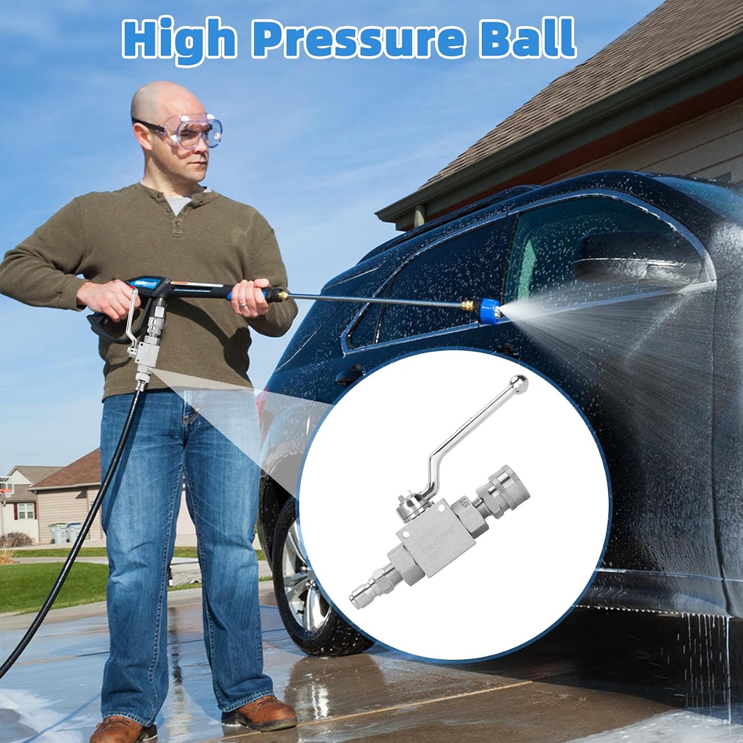 2 Válvulas bola hidrolavadora 3/8pulg acero inox 4500PSI