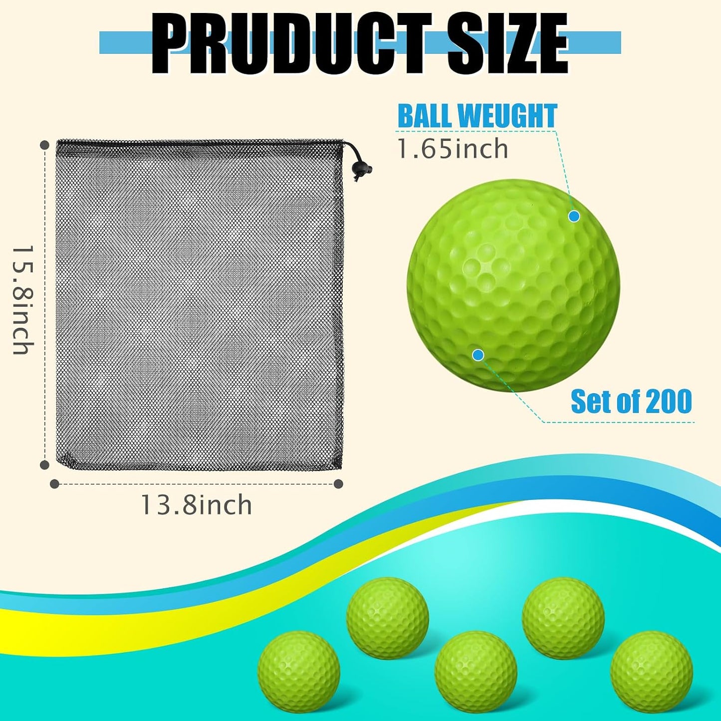 200 Pelotas Espuma Entrenamiento Golf Interior Patio