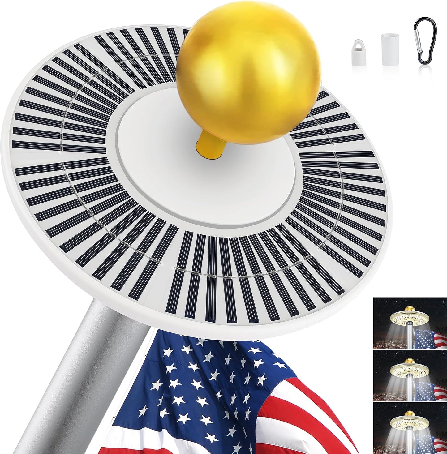 Luz solar dorada para asta bandera 48 LED 15-25 pies