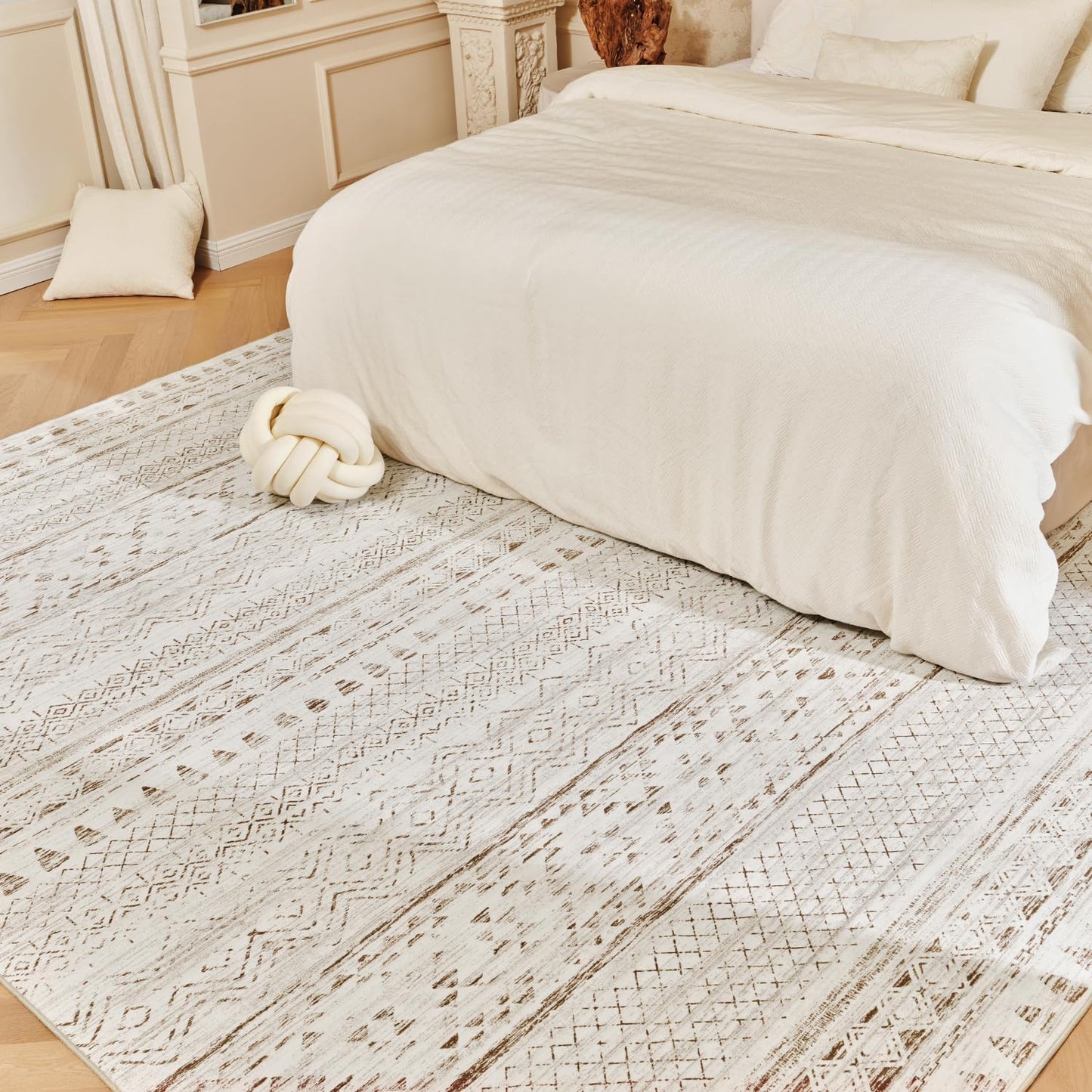 Alfombras área 5x7ft suaves lavables neutras interiores