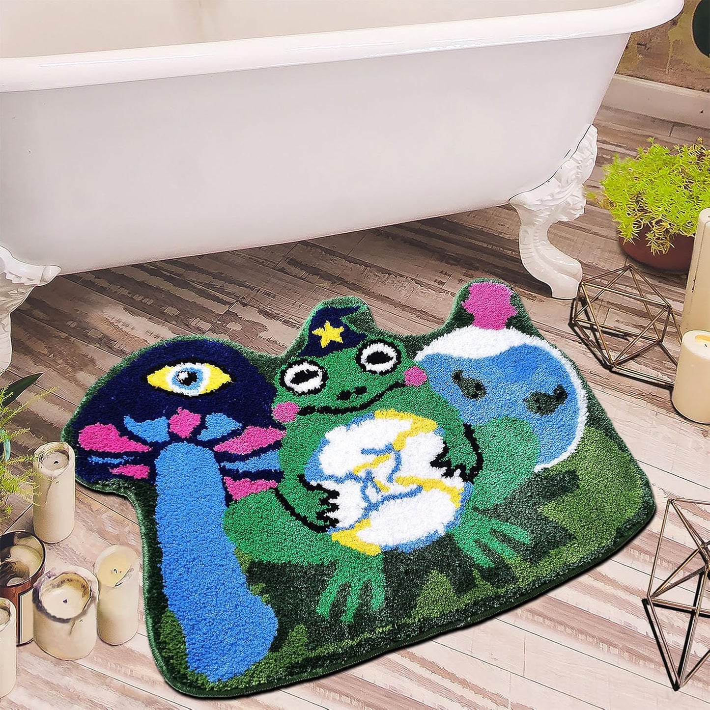 Alfombras baño verdes mago rana antideslizante 20x32pulg