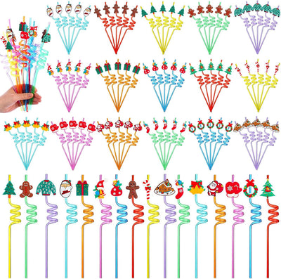 80 Pzas Pajitas Plástico Reutilizables para Fiesta