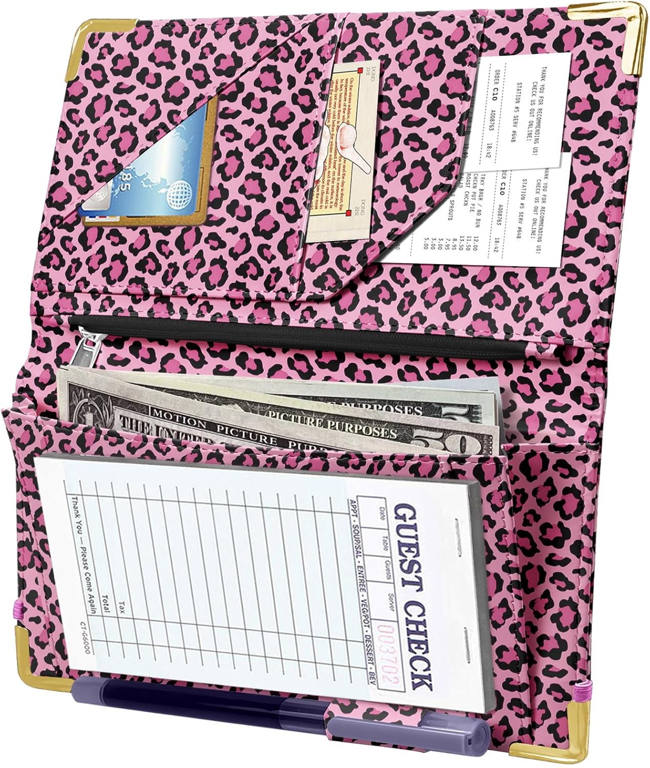 Libreta servidores con bolsillo cremallera plegable