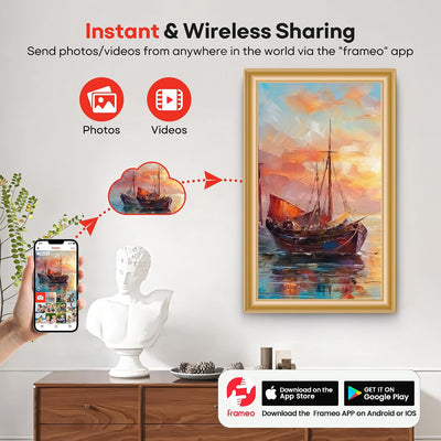 Marco fotos digital Frameo 15.6pulg 64GB WiFi pantalla IPS FHD