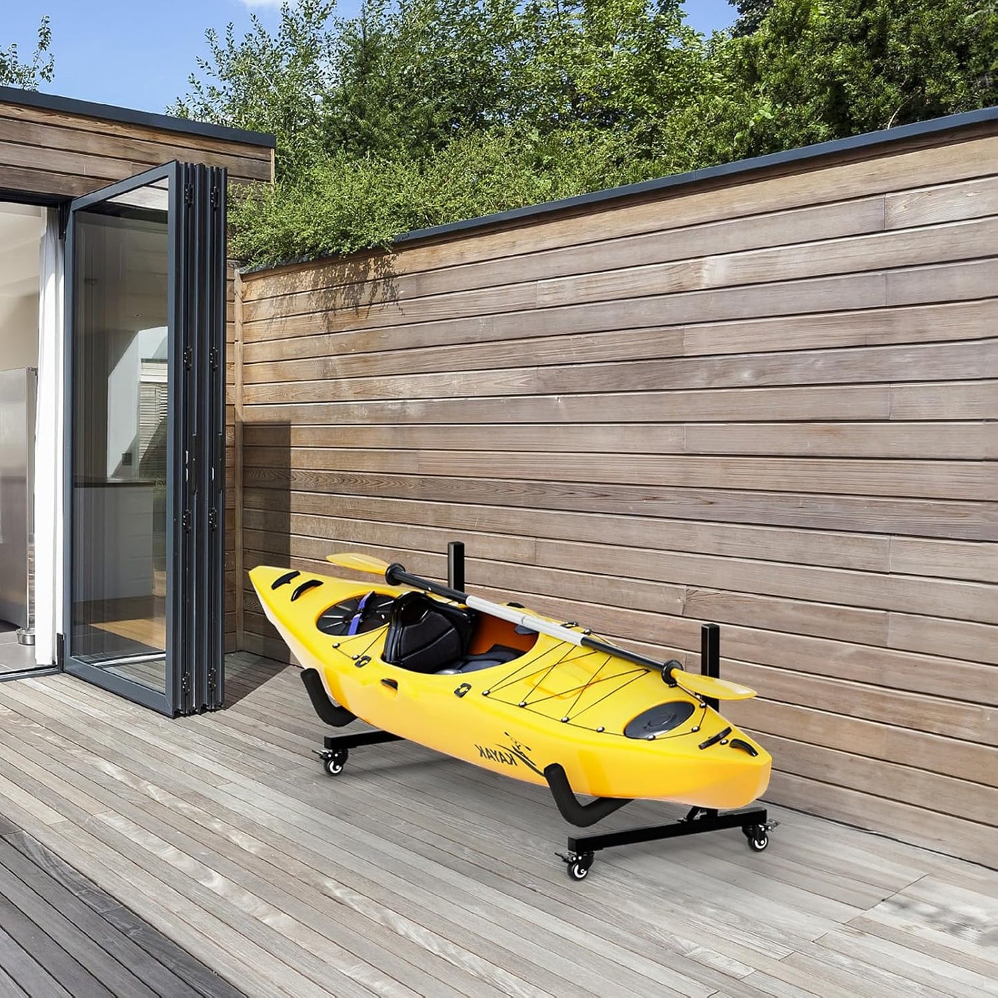 Soporte kayak canoa con ruedas bloqueables ajustable
