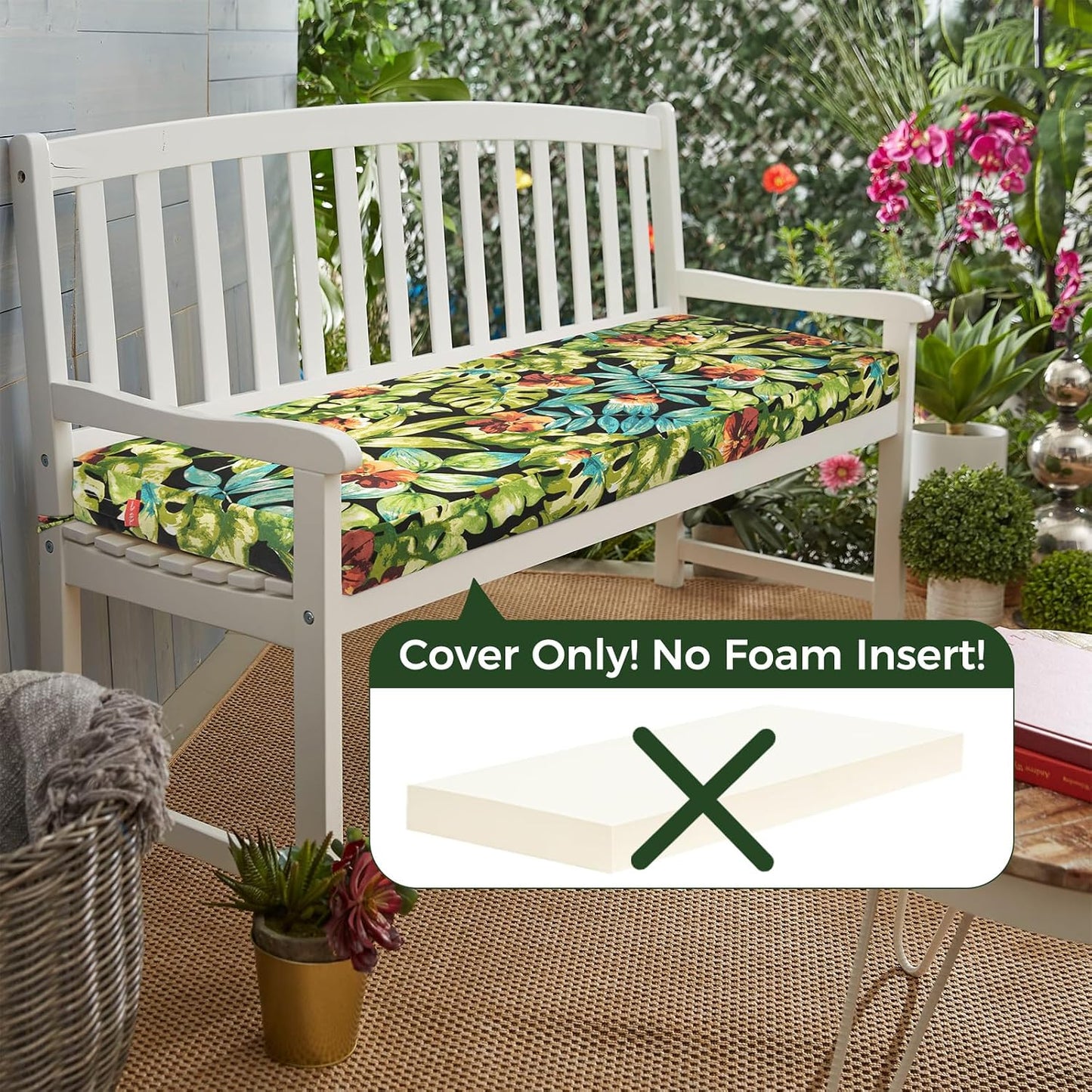 Fundas cojín patio 42x18pulg resistente agua jardín
