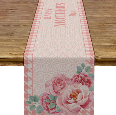 Camino mesa día madre texto i love mom diseño floral rosa