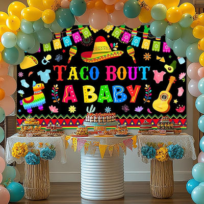 Telón fondo cactus mexicano decoración baby shower negro