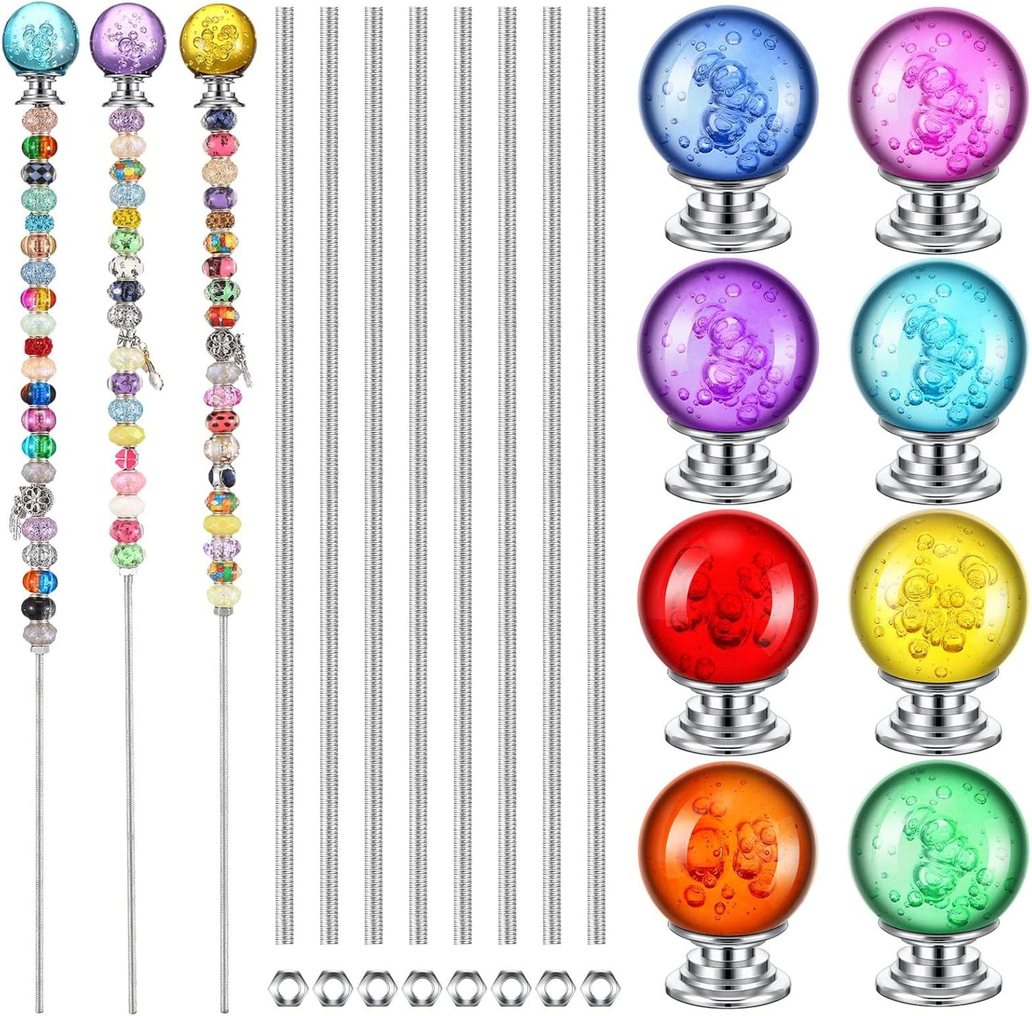 Pack 8 varillas jardín con cuentas 12" 8 colores