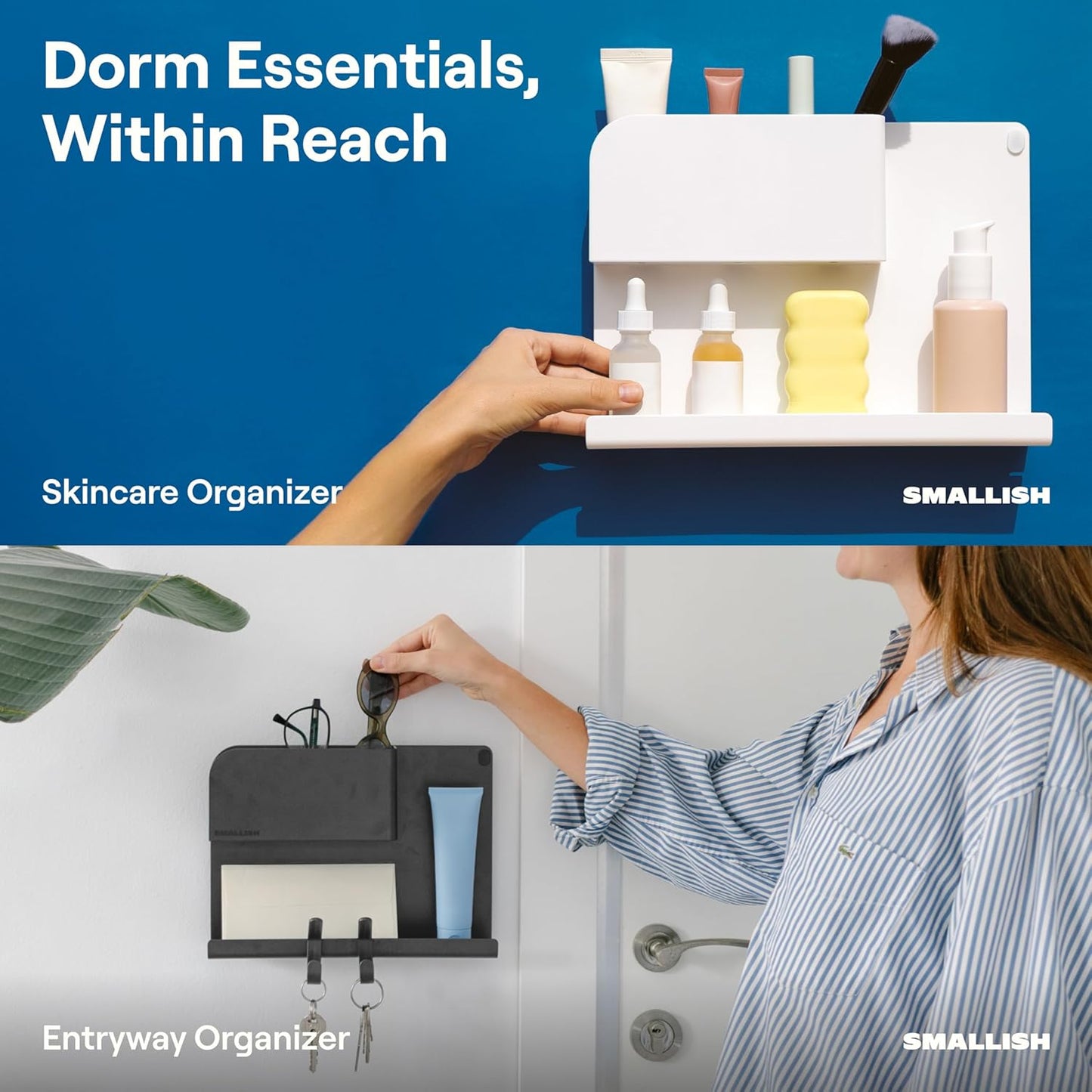 Organiz. pared dormitorio estante flotante para mesita