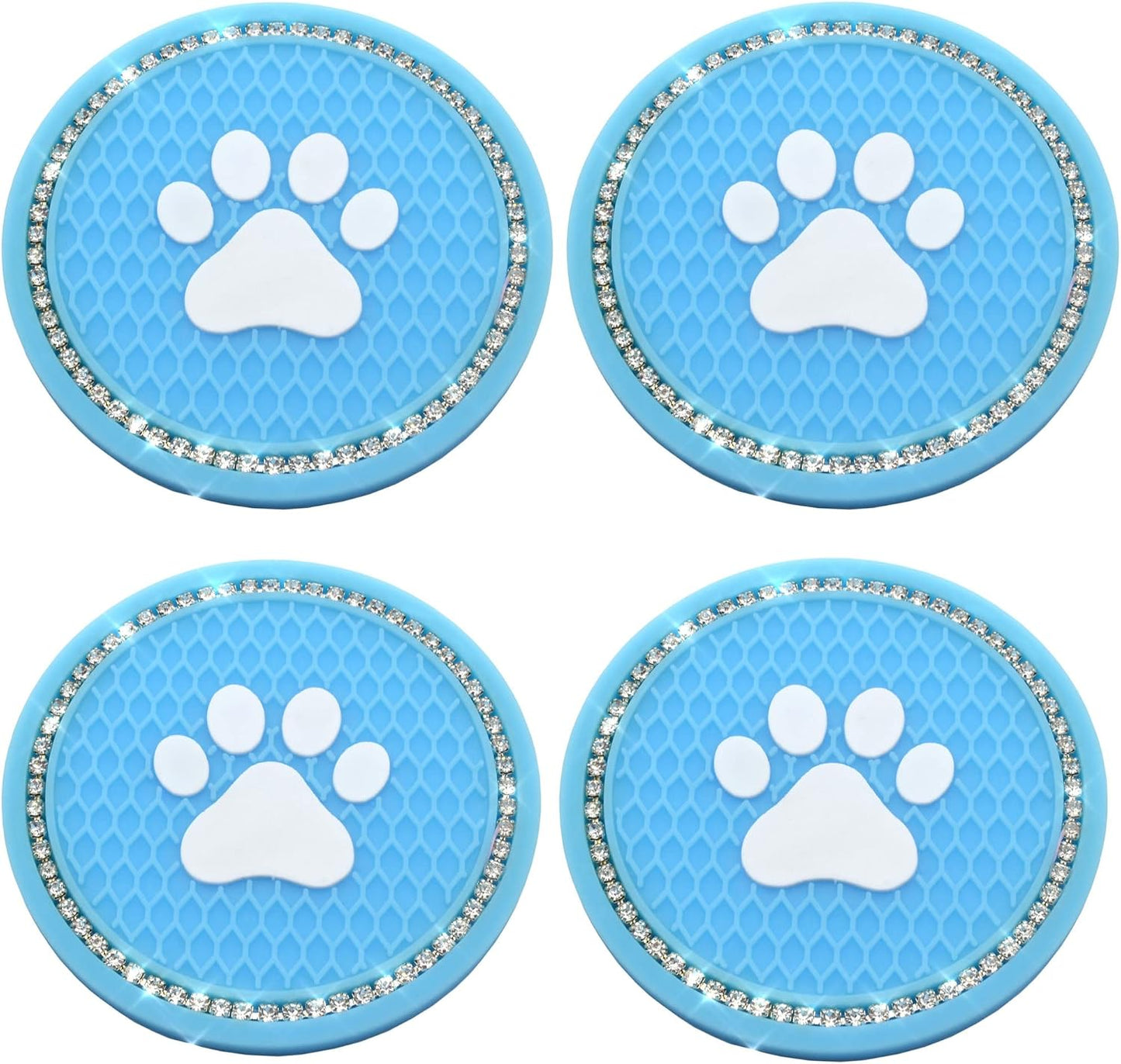 4 Pzas Posavasos Silicona Antiderrap 2.75pulg Azul