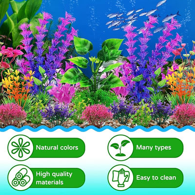 Plantas decorativas acuario coloridas plástico
