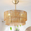 Ventilador techo boho 20pulg candelabro ratán luz 6