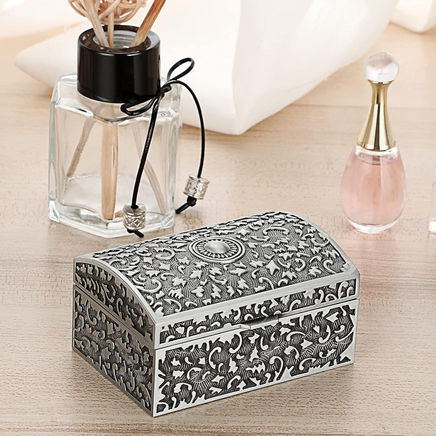 Caja almacenamiento joyas vintage soporte anillos