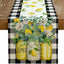 Camino mesa verano cuadros negros 13x60pulg jarrón limón rústico