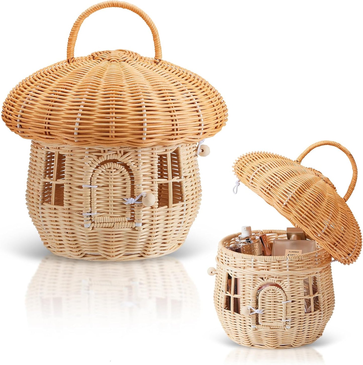 Cesta mimbre hecha a mano para exteriores y decoración