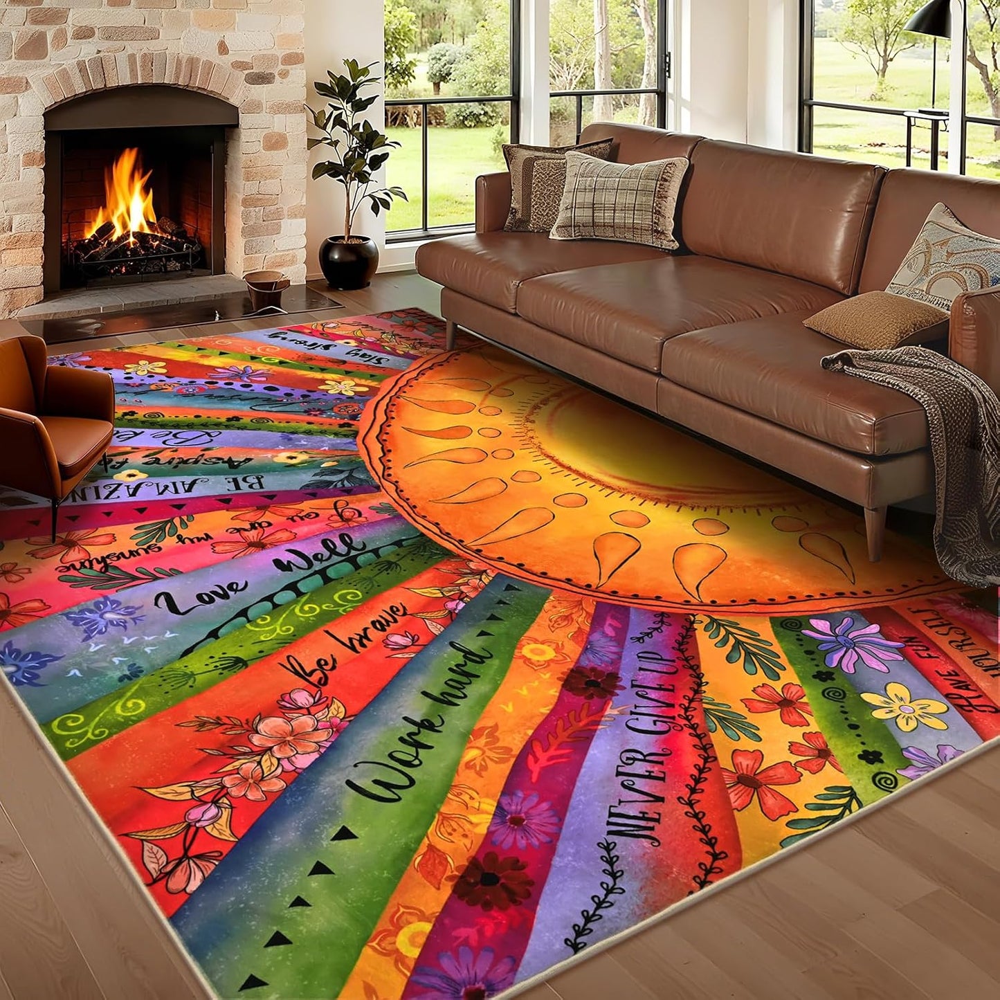 Alfombra sala 5x7ft antiderrap suave sintética