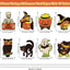 8 Carteles Halloween Plástico Corrugado Bruja Gato Calabaza