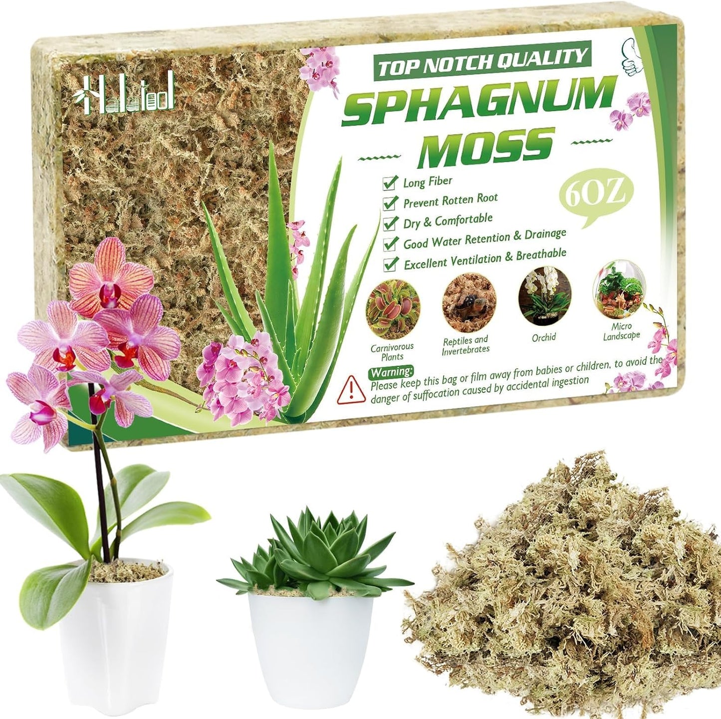 Musgo de esfagno 6oz para orquídeas y plantas