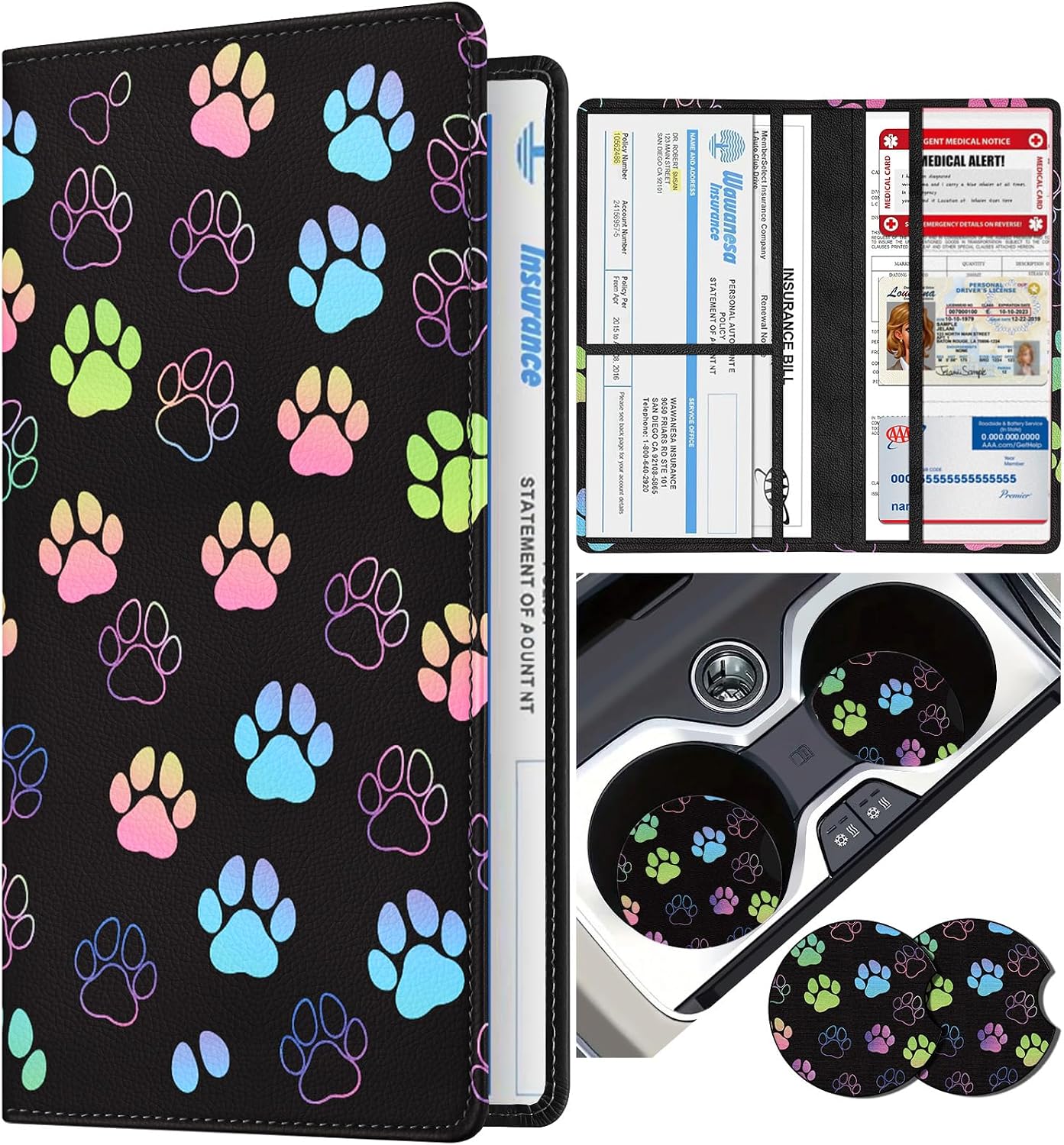Funda cuero guantera auto con cierre magnético