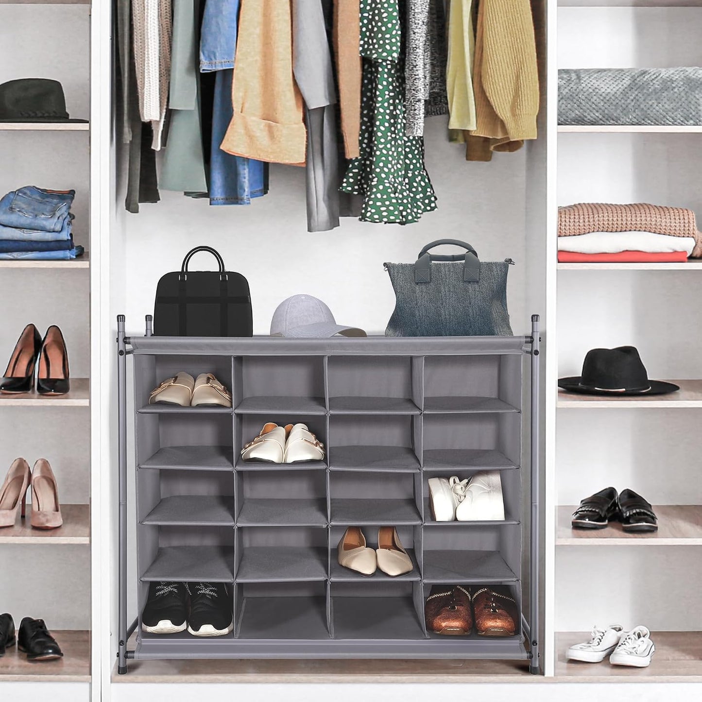Organiz. apilable zapatos 20 cubos gris