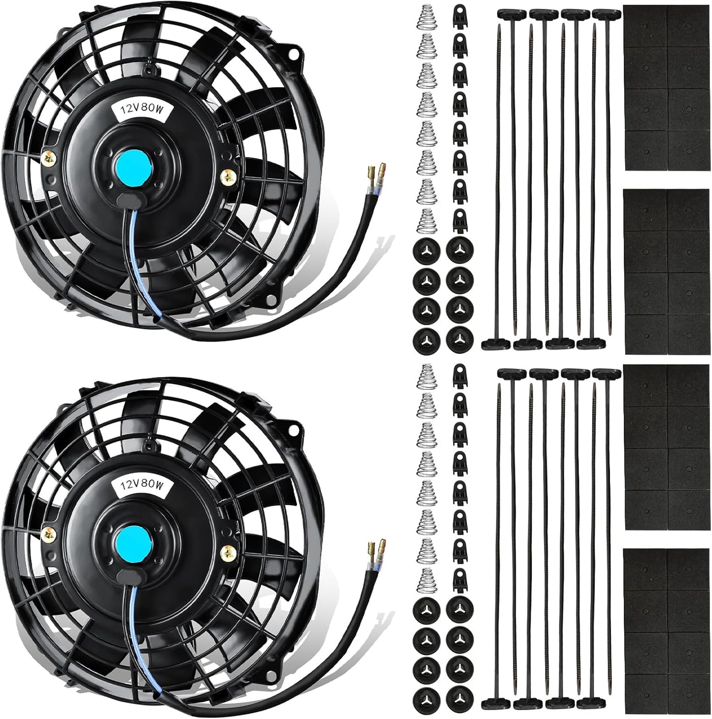 Ventilador radiador 7" 12V 800CFM soporte universal 2unid