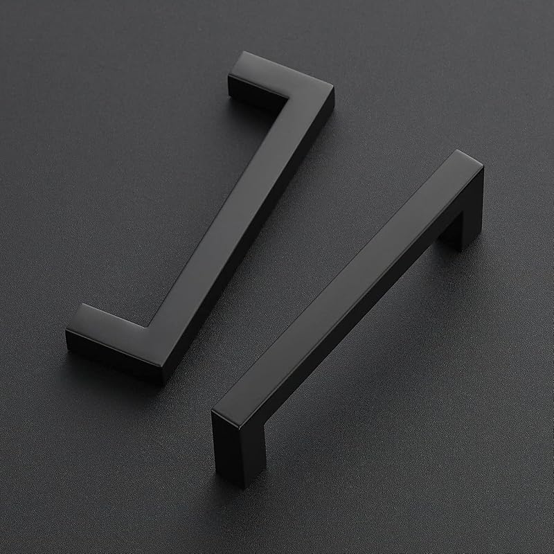 32 Tiradores Cuadrados 4.5" Negro Mate para Cocina