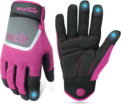 Guantes trabajo mujer seguridad tactiles transpirables rosa