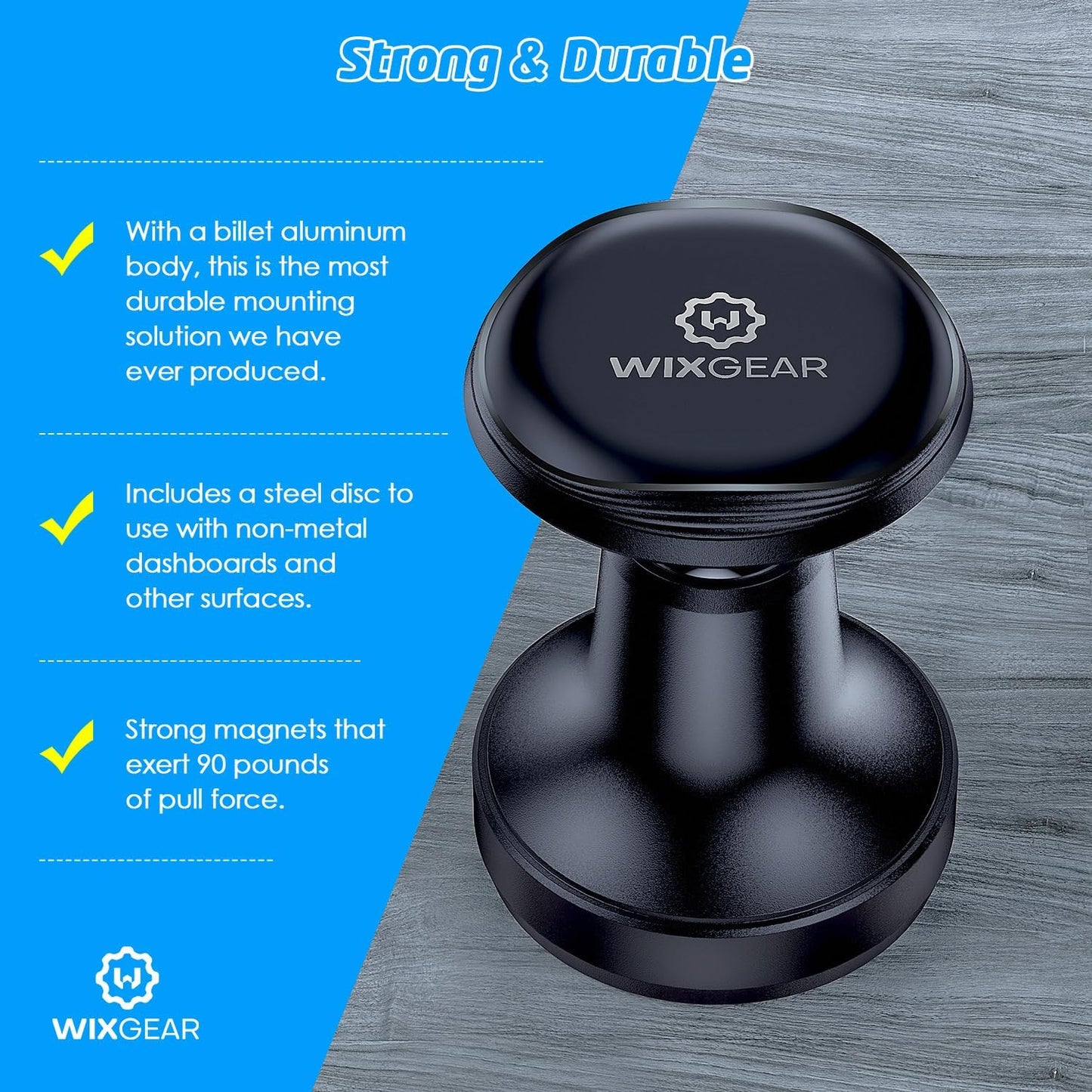 Soporte magnético aluminio para tablero coche 360grados