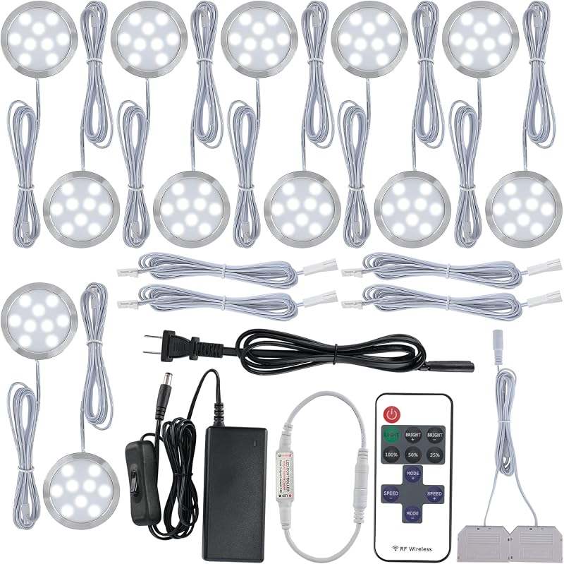 Vitrina luminaria LED redonda 12 luces blanco frío regulable